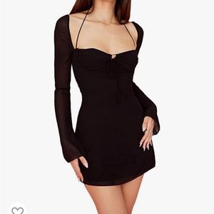 Long Sleeve Mesh Mini Dress